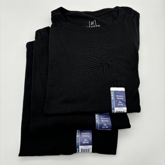 George Men's Moisture Wicking Short Sleeve Tee Shirt Bundle, Black, 3XL (x3) - Picture 1 of 3